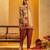Beige floral printed silk kurta set