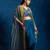 Blue floral printed crepe Co Ord Set with Cape