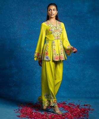 Blue embroidered cotton kurta set 2
