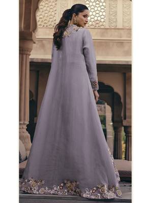 light lavender chinon silk embroidered ready to wear lehenga with strug 3