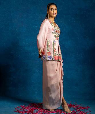 Pink embroidered silk Co Ord Set 2