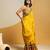 Yellow embroidered organza saree