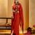 Red embroidered crepe saree