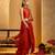 Red embroidered crepe saree