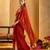 Red embroidered crepe saree