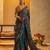 Blue floral printed organza saree