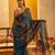 Blue floral printed organza saree