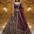 wine hand work net bridal lehenga set choli with dupatta with dupatta