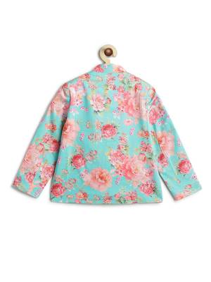 Cream floral printed viscose bandhgala set 4