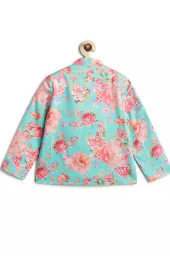 Cream floral printed viscose bandhgala set
