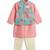Blue floral printed viscose nehru jacket with pink kurta set