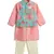 Blue floral printed viscose nehru jacket with pink kurta set