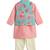 Blue floral printed viscose nehru jacket with pink kurta set