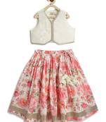 Pink floral printed cotton lehenga