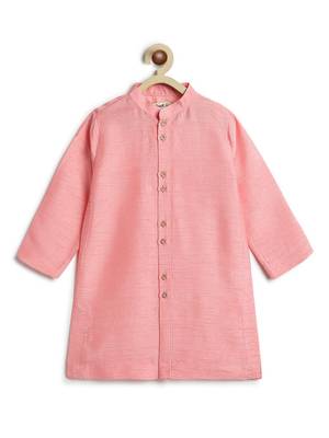Blue floral printed viscose nehru jacket with pink kurta set 3