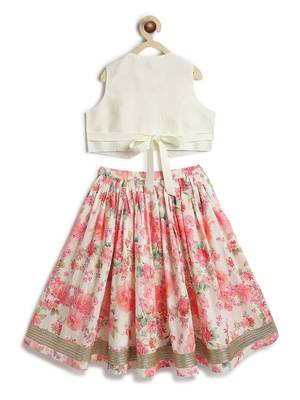 Pink floral printed cotton lehenga 3