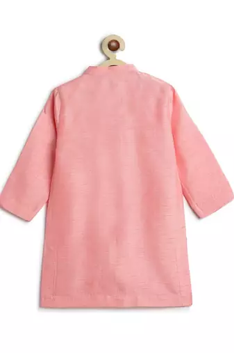 Blue floral printed viscose nehru jacket with pink kurta set