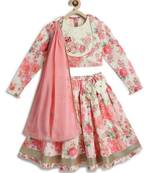 Pink floral printed cotton lehenga