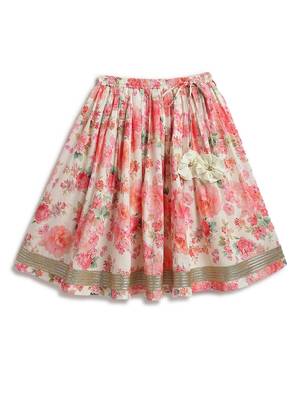 Pink floral printed cotton lehenga 6