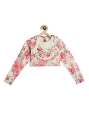 Pink floral printed cotton lehenga 4