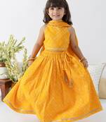 Yellow plain cotton lehenga