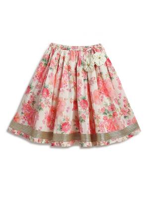 Pink floral printed cotton lehenga 5