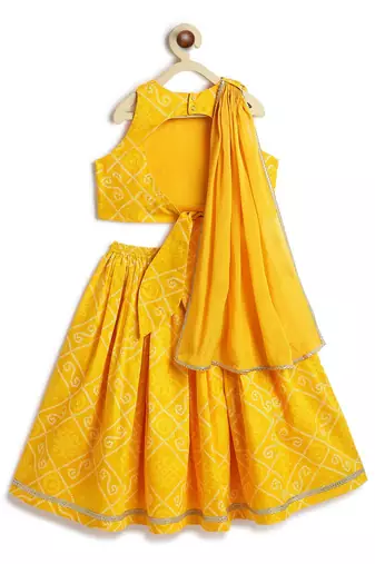 Yellow plain cotton lehenga