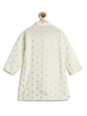 Cream floral printed viscose nehru jacket set 4