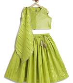 Green plain cotton lehenga