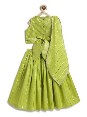 Green plain cotton lehenga 2