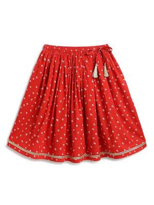 Yellow  & red floral printed cotton lehenga  set 2