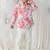 Cream floral printed viscose bandhgala set