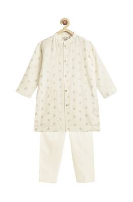 Cream floral printed viscose kurta set 2