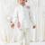 Cream floral printed viscose bandhgala set