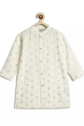 Cream floral printed viscose kurta set