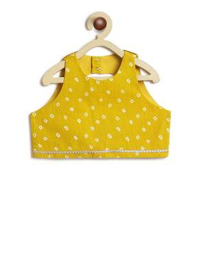 Yellow  & red floral printed cotton lehenga  set 4