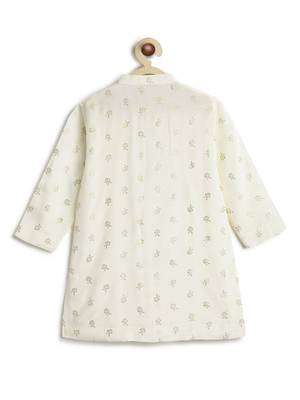 Cream floral printed viscose kurta set 4