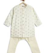 Cream floral printed viscose kurta set