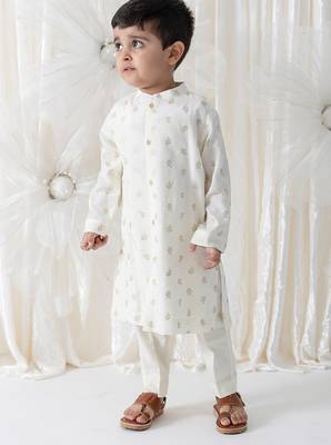 Cream floral printed viscose kurta set 1