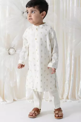 Cream floral printed viscose kurta set