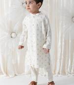 Cream floral printed viscose kurta set