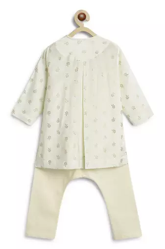 Cream floral printed viscose kurta set