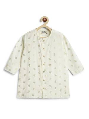 Cream floral printed viscose kurta set 4