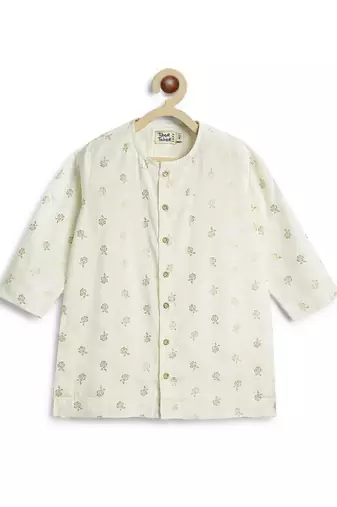 Cream floral printed viscose kurta set