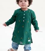 Green plain cotton kurta