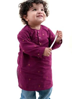 Purple plain cotton kurta 5