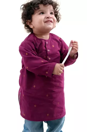 Purple plain cotton kurta