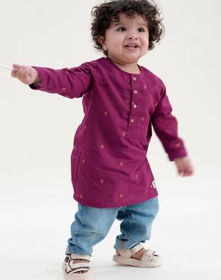 Purple plain cotton kurta 1