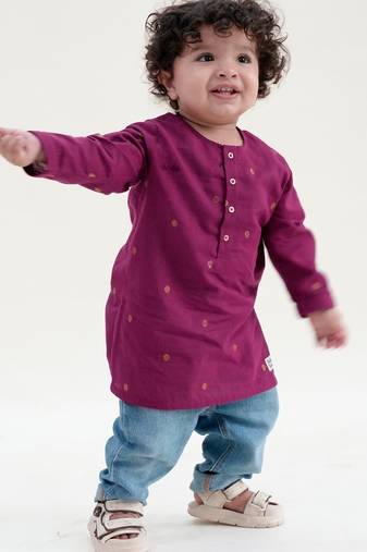 Purple plain cotton kurta