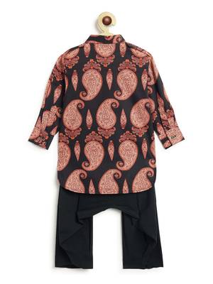 Black floral printed cotton kurta set 2